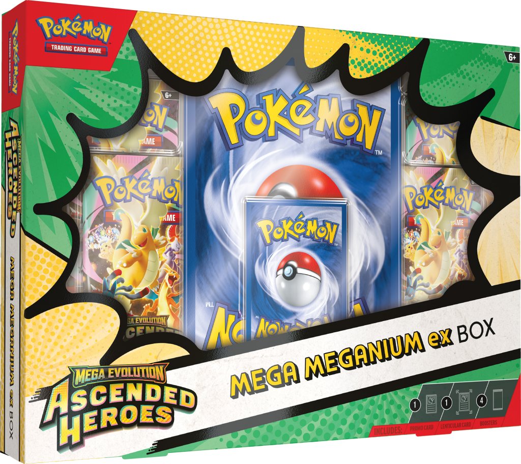 Megaevolución: Héroes ascendidos Mega Meganium ex Box, Mega Emboar ex Box o Mega Feraligatr ex Box