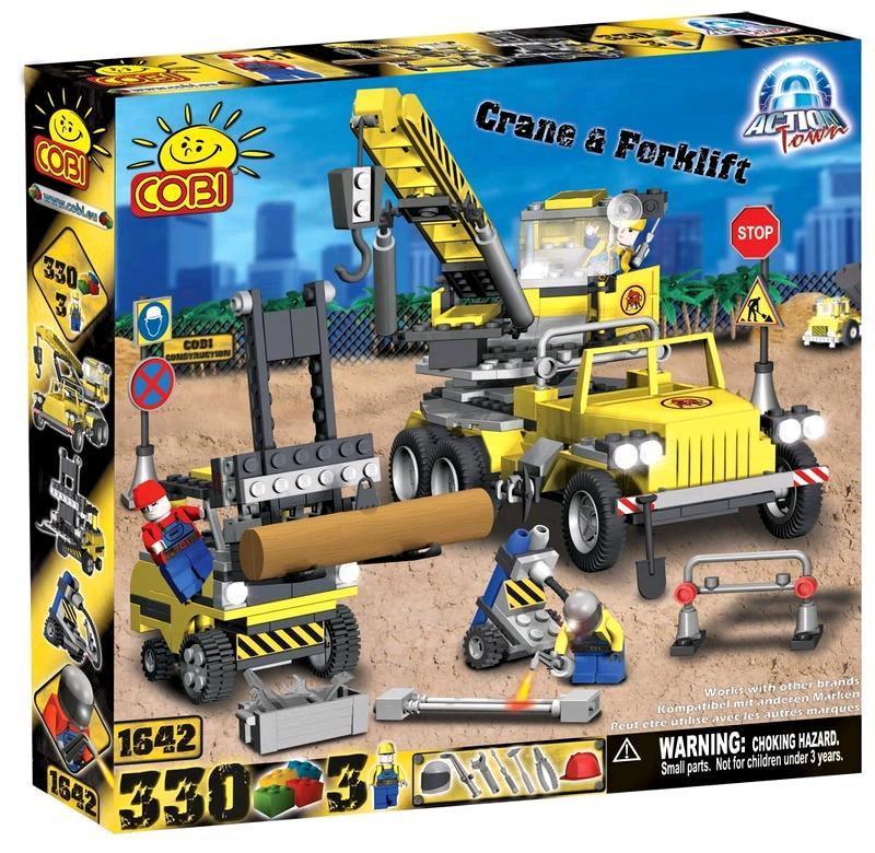 COB1642 Action Town - 330 Piece Construction Crane and Forklift Construction Set - Cobi - Titan Pop Culture