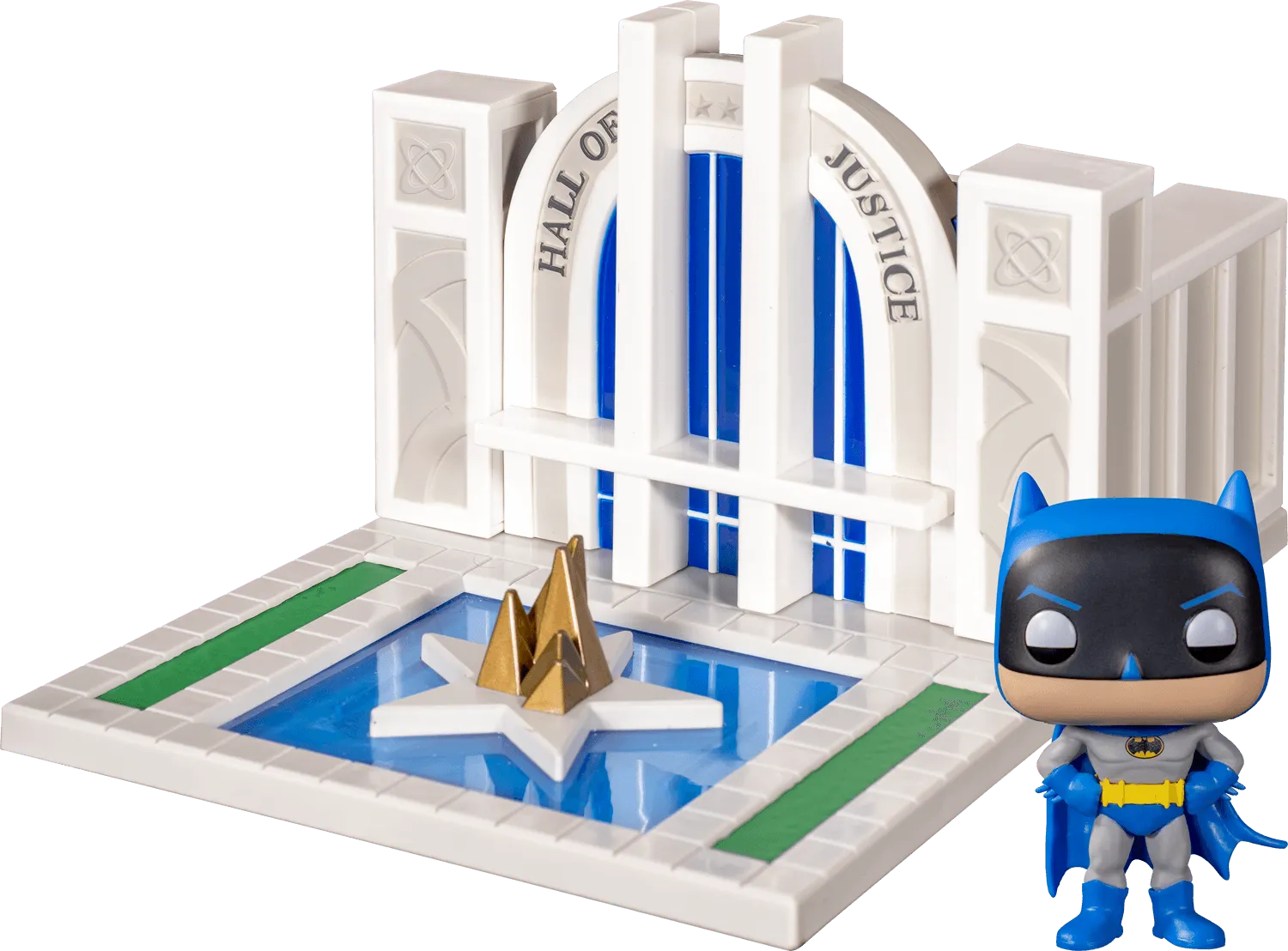 FUN44469 Batman - Batman with Hall of Justice 80th Anniversary Pop! Town - Funko - Titan Pop Culture