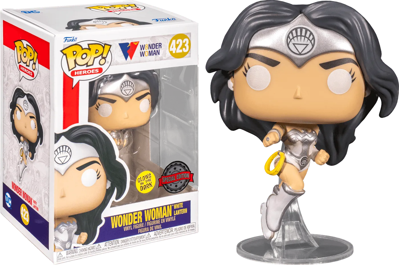 FUN57270 Wonder Woman - Wonder Woman White Lantern Glow 80th Anniversary US Exclusive Pop! Vinyl [RS] - Funko - Titan Pop Culture