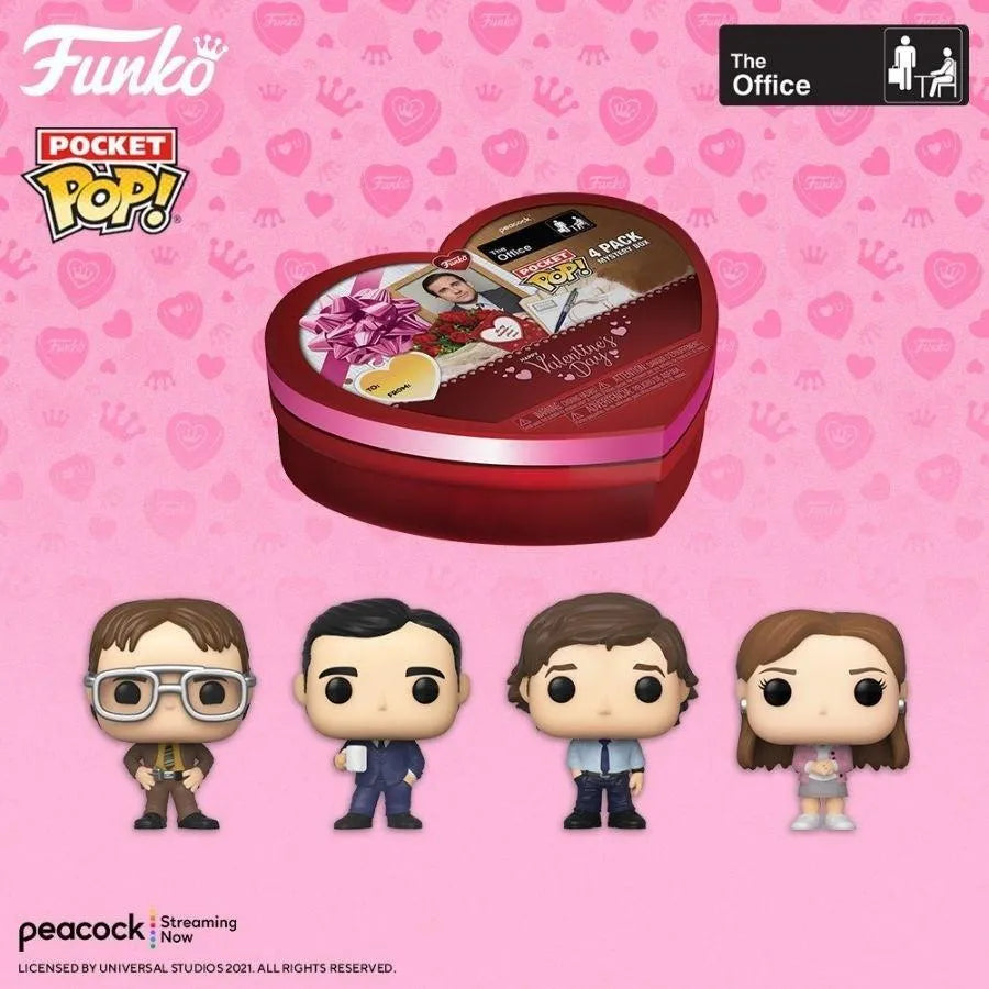 FUN60457 The Office - Valentines Day US Exclusive Pocket Pop! 4-pack [RS] - Funko - Titan Pop Culture