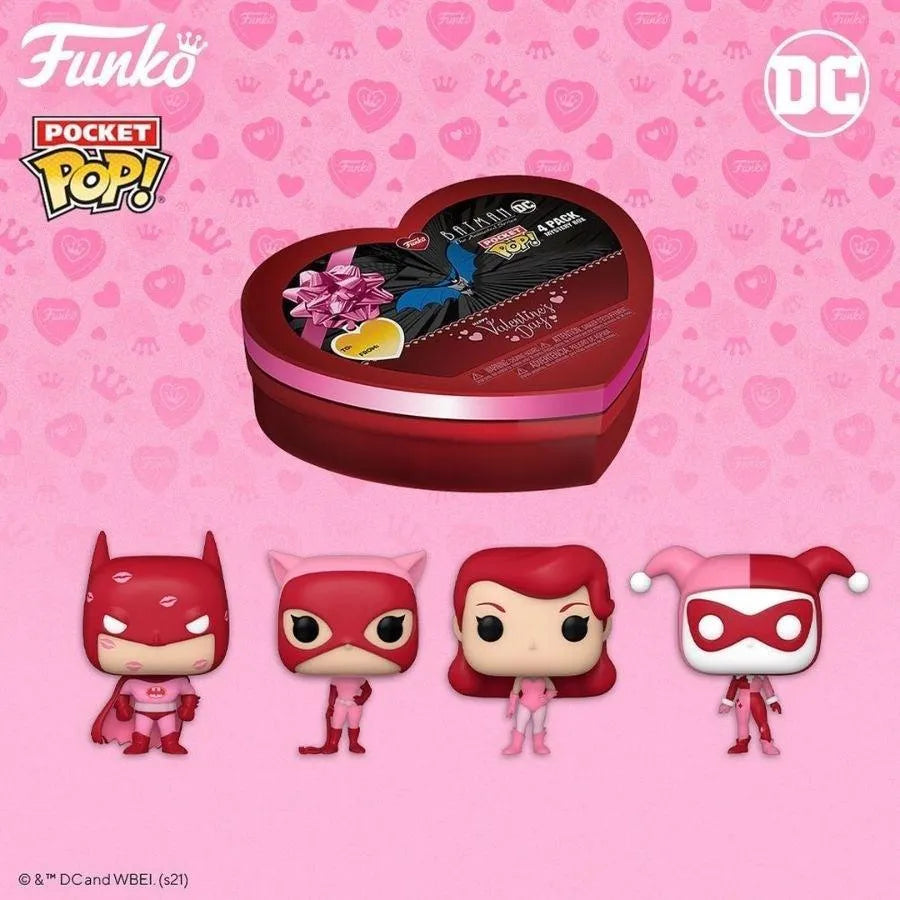 FUN60460 Batman - Valentines Day US Exclusive Pocket Pop! 4-pack [RS] - Funko - Titan Pop Culture