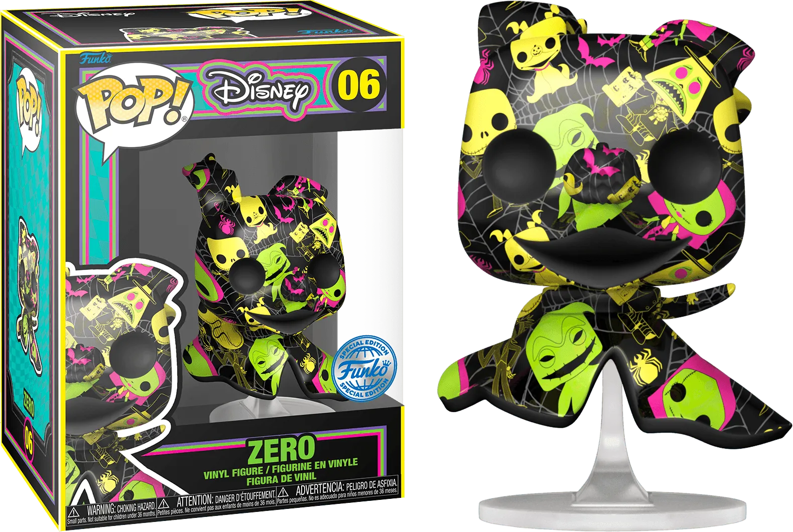 FUN64963 The Nightmare Before Christmas - Zero Black Light (Artist) US Exclusive Pop! Vinyl [RS] - Funko - Titan Pop Culture