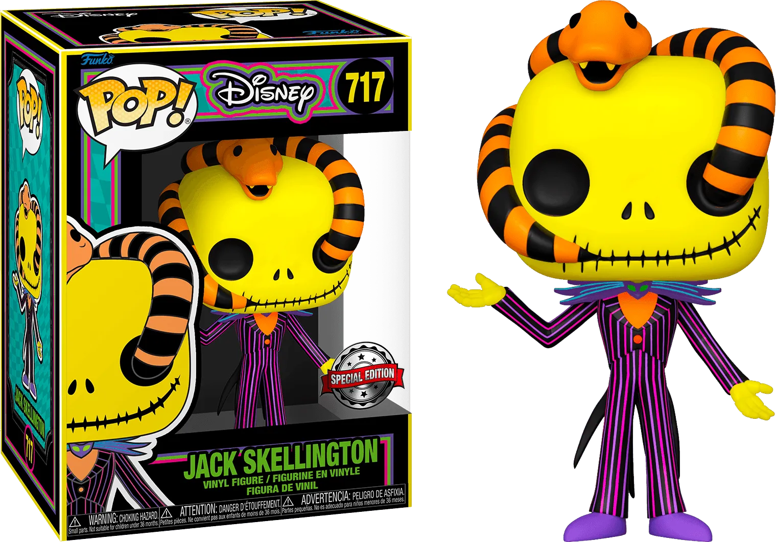 FUN64964 The Nightmare Before Christmas - Jack with Snake Black Light US Exclusive Pop! Vinyl [RS] - Funko - Titan Pop Culture