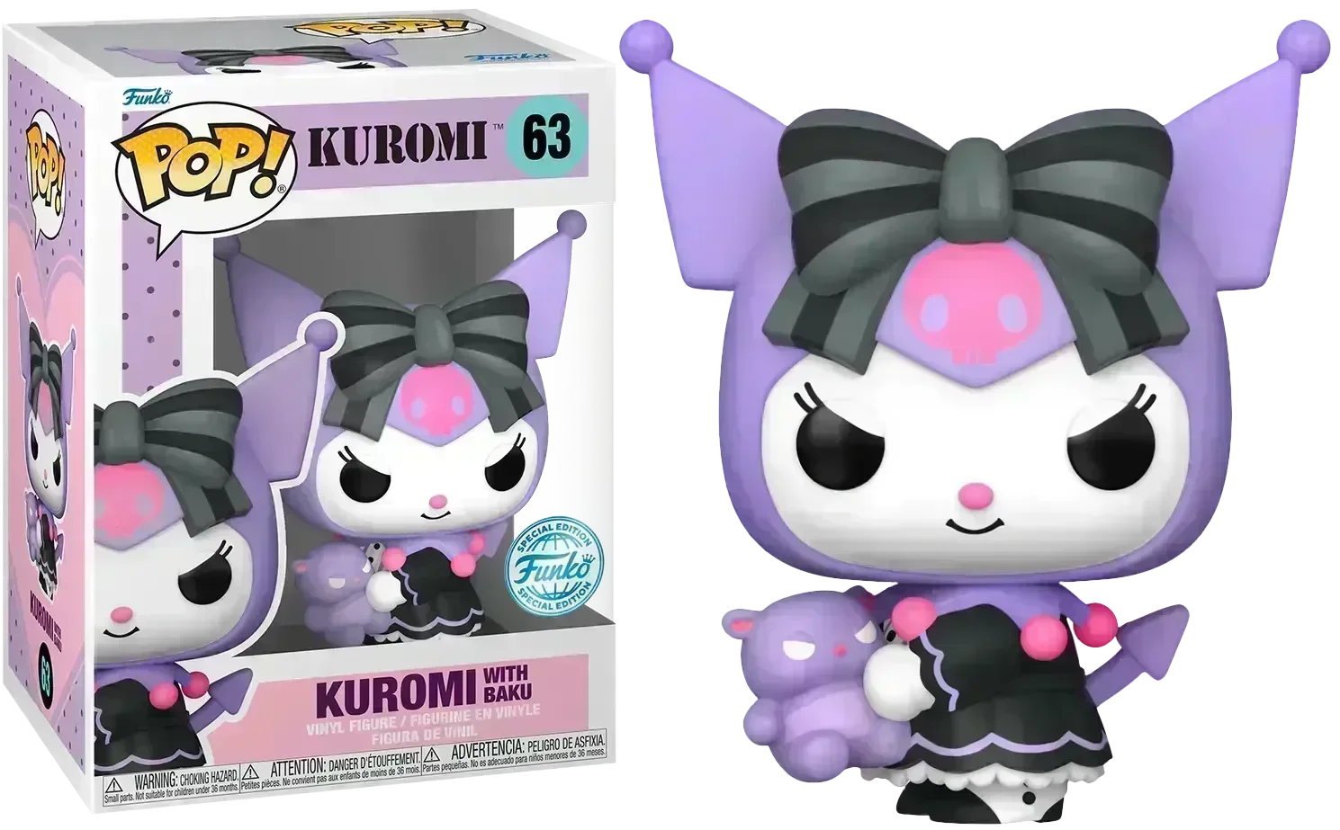 FUN66430 Sanrio - Kuromi with Baku US Exclusive Pop! Vinyl [RS] - Funko - Titan Pop Culture