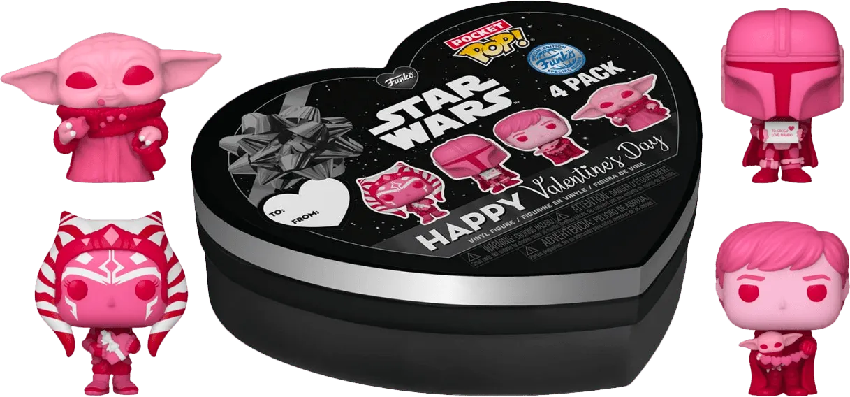 FUN69071 Star Wars: The Mandalorian - Valentines Day US Exclusive Pocket Pop! 4-Pack [RS] - Funko - Titan Pop Culture