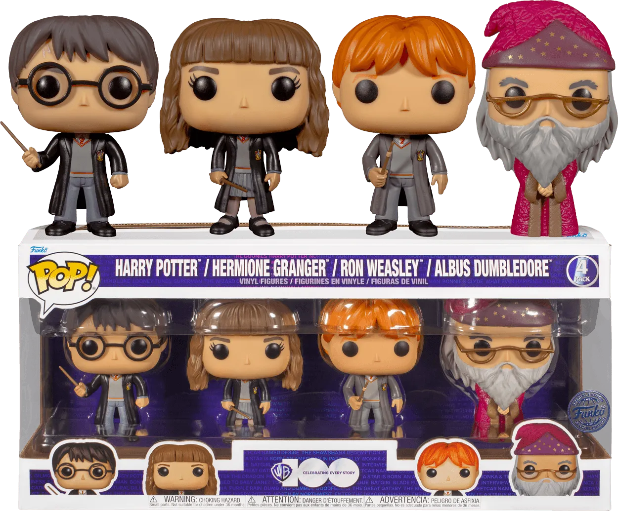 FUN69113 Harry Potter - Harry, Hermione, Ron & Dumbledore US Exclusive Pop! Vinyl 4-Pack [RS] - Funko - Titan Pop Culture