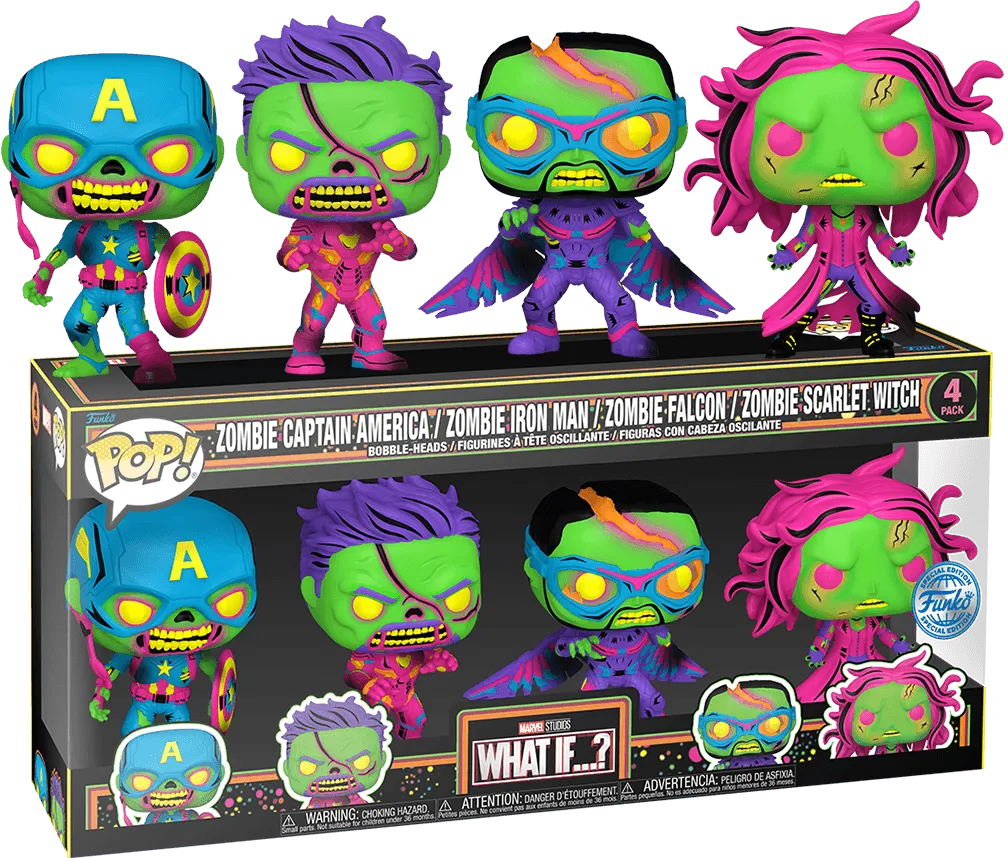 FUN69116 What If...? - Blacklight US Exclusive Pop! Vinyl 4-Pack [RS] - Funko - Titan Pop Culture