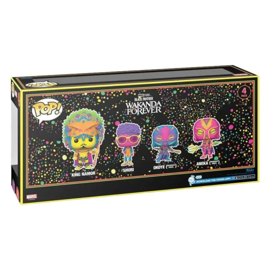 FUN69148 Black Panther 2: Wakanda Forever - Blacklight US Exclusive Pop! Vinyl 4-Pack [RS] - Funko - Titan Pop Culture