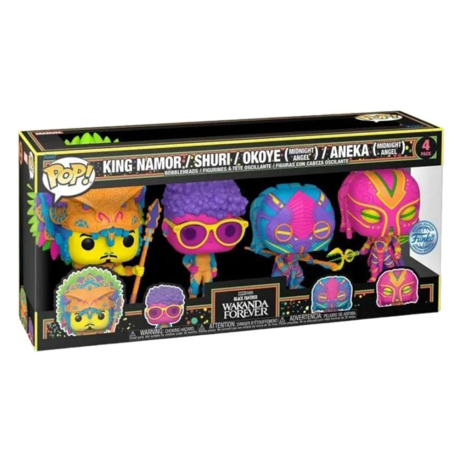 FUN69148 Black Panther 2: Wakanda Forever - Blacklight US Exclusive Pop! Vinyl 4-Pack [RS] - Funko - Titan Pop Culture
