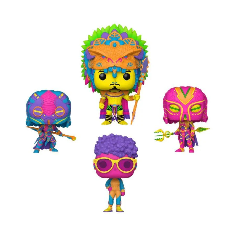 FUN69148 Black Panther 2: Wakanda Forever - Blacklight US Exclusive Pop! Vinyl 4-Pack [RS] - Funko - Titan Pop Culture