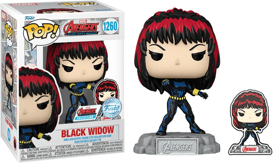 FUN70126 Avengers 60th Anniversary - Black Widow (with Pin) US Exclusive Pop! Vinyl [RS] - Funko - Titan Pop Culture