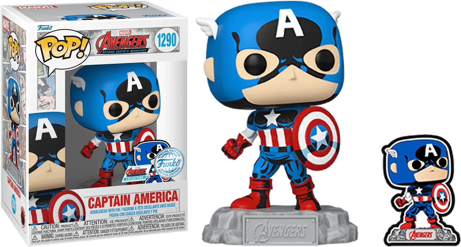 FUN70128 Marvel Comics - Captain America 60th Anniversary (with Pin) US Exclusive Pop! Vinyl [RS] - Funko - Titan Pop Culture