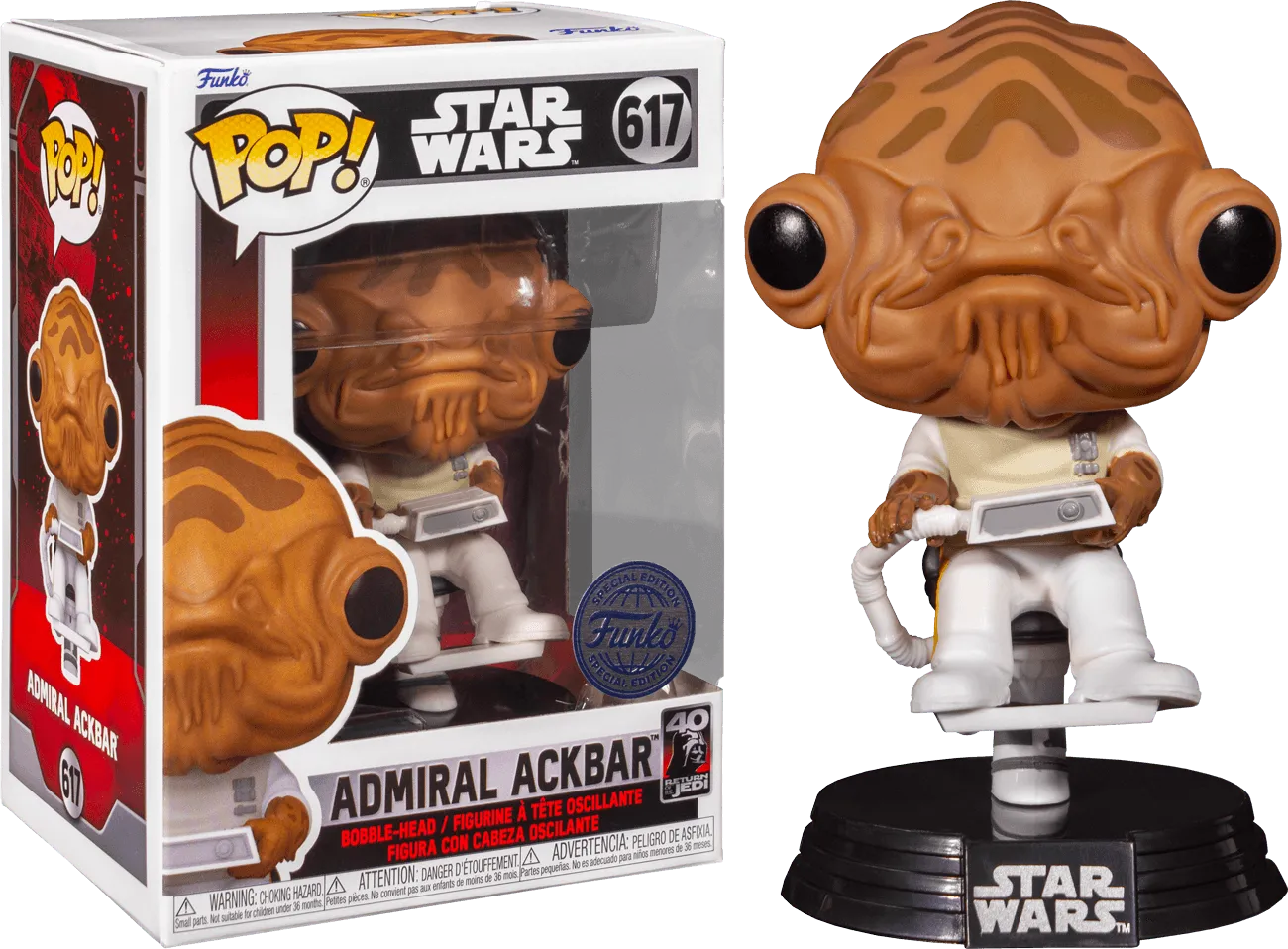 FUN71536 Star Wars - Admiral Ackbar with Chair US Exclusive Pop! Vinyl [RS] - Funko - Titan Pop Culture