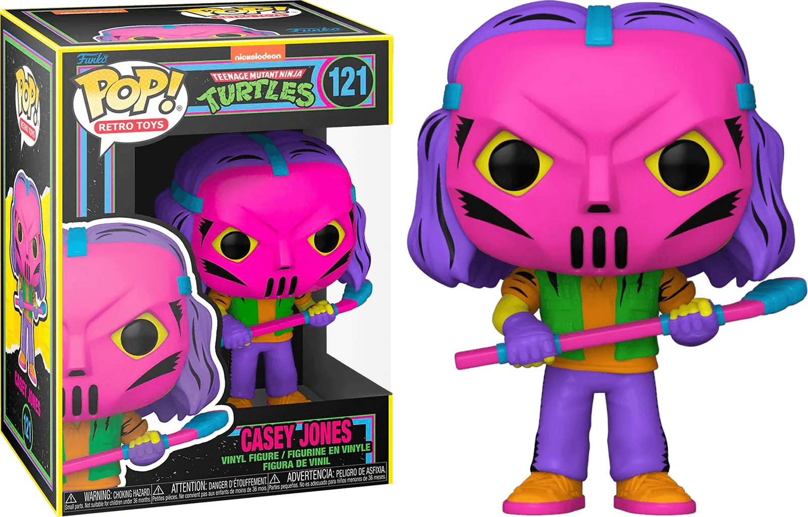 FUN73617 Teenage Mutant Ninja Turtles (Comic) - Casey Jones US Exclusive Blacklight Pop! Vinyl [RS] - Funko - Titan Pop Culture