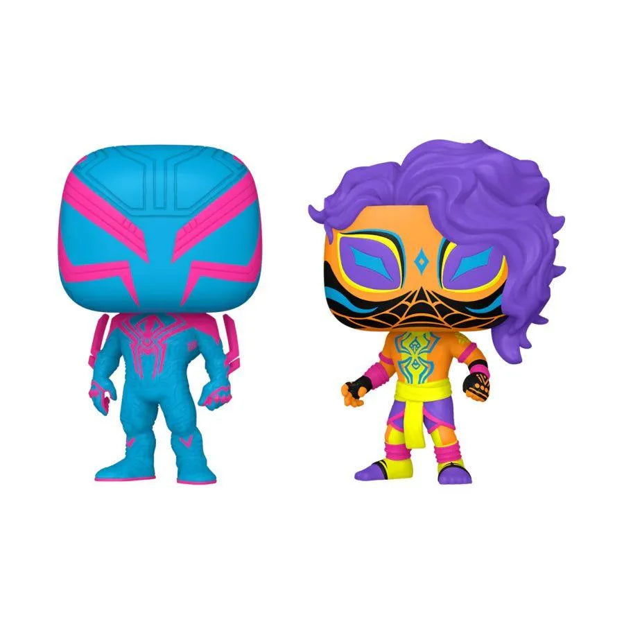 FUN73938 Spider-Man: Across the Spider-Verse - Spider-Man 2099 & Spider-Man India US Exclusive Blacklight Pop! 2-Pack [RS] - Funko - Titan Pop Culture