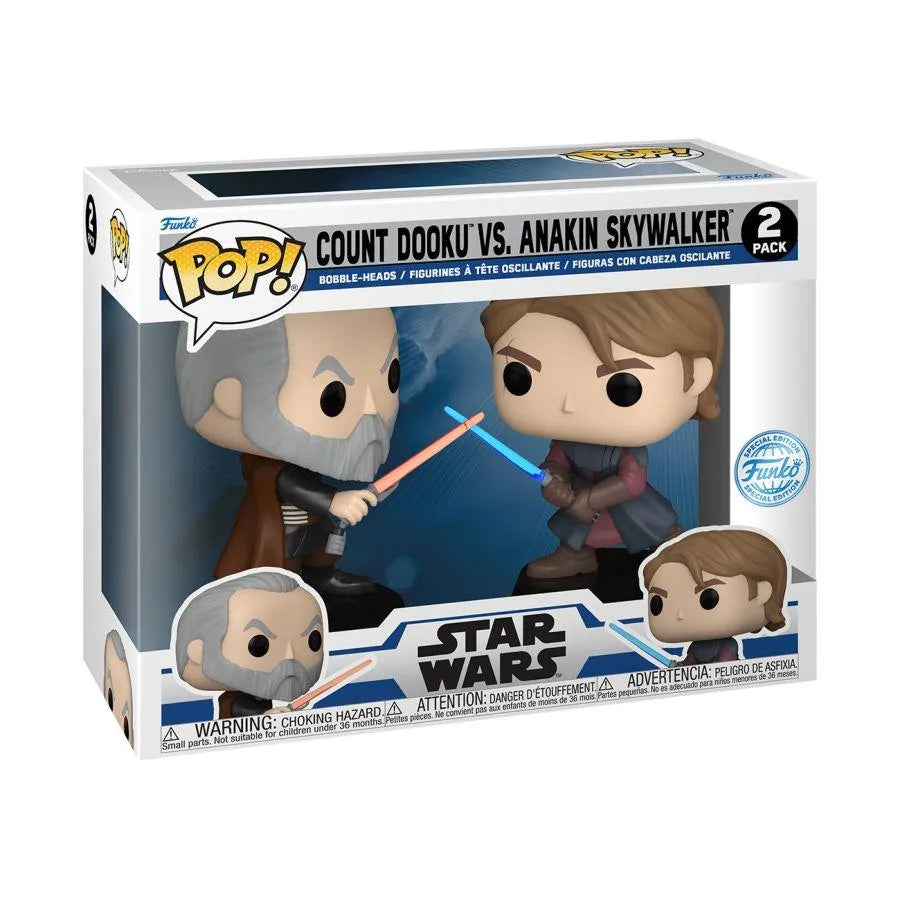 FUN74328 Star Wars: The Clone Wars - Anakin Skywalker Vs Count Dooku US Exclusive Pop! Vinyl 2-Pack [RS] - Funko - Titan Pop Culture