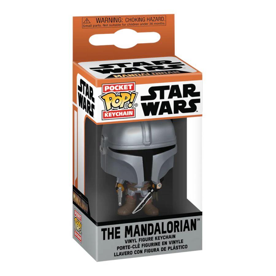 FUN76546 Star Wars: Mandalorian - Mandalorian with Darksaber Pop! Vinyl Keychain - Funko - Titan Pop Culture