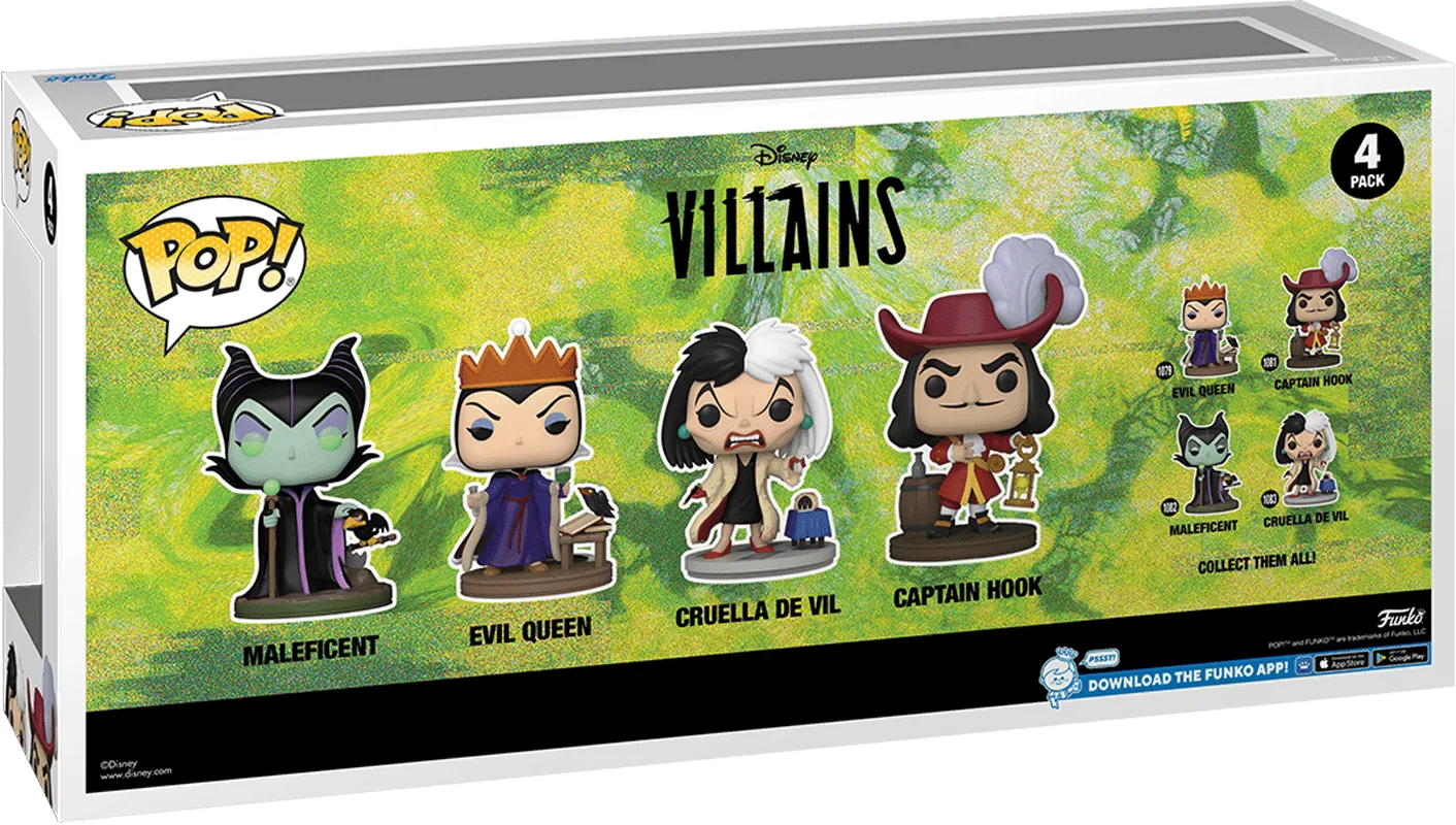 FUN77129 Disney: Villains - US Exclusive Glow Pop! Vinyl 4-Pack [RS] - Funko - Titan Pop Culture