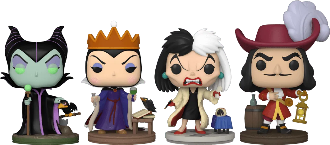 FUN77129 Disney: Villains - US Exclusive Glow Pop! Vinyl 4-Pack [RS] - Funko - Titan Pop Culture