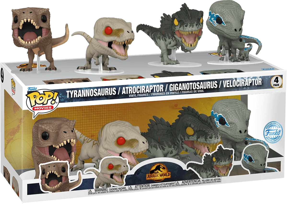 FUN77138 Jurassic World 3 - US Exclusive Pop! 4-Pack [RS] - Funko - Titan Pop Culture