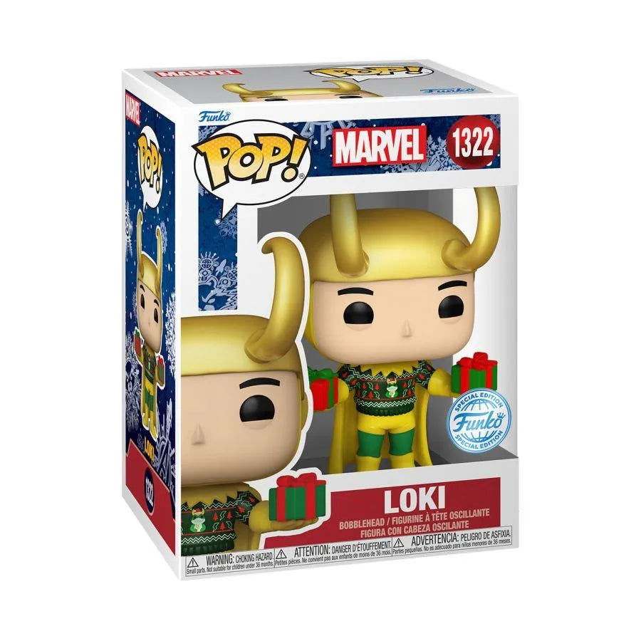 FUN77448 Marvel Comics - Loki with Sweater Holiday US Exclusive Metallic Pop! Vinyl [RS] - Funko - Titan Pop Culture
