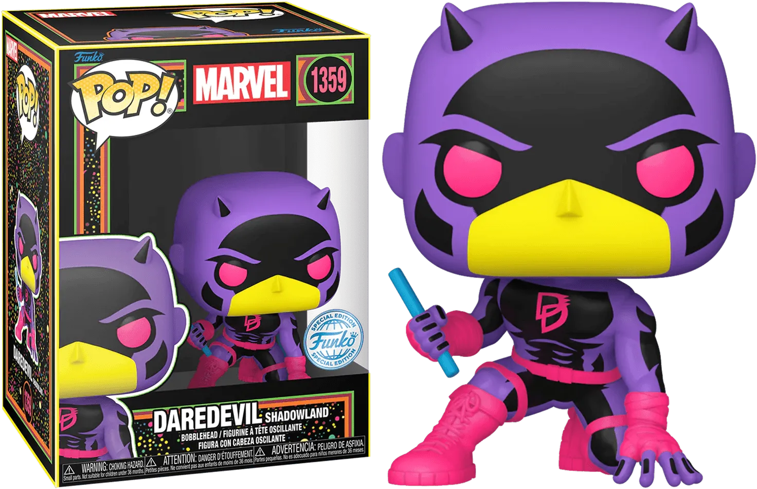 FUN77544 Marvel Comics - Daredevil (Shadowlands) US Exclusive Blacklight Pop! Vinyl [RS] - Funko - Titan Pop Culture