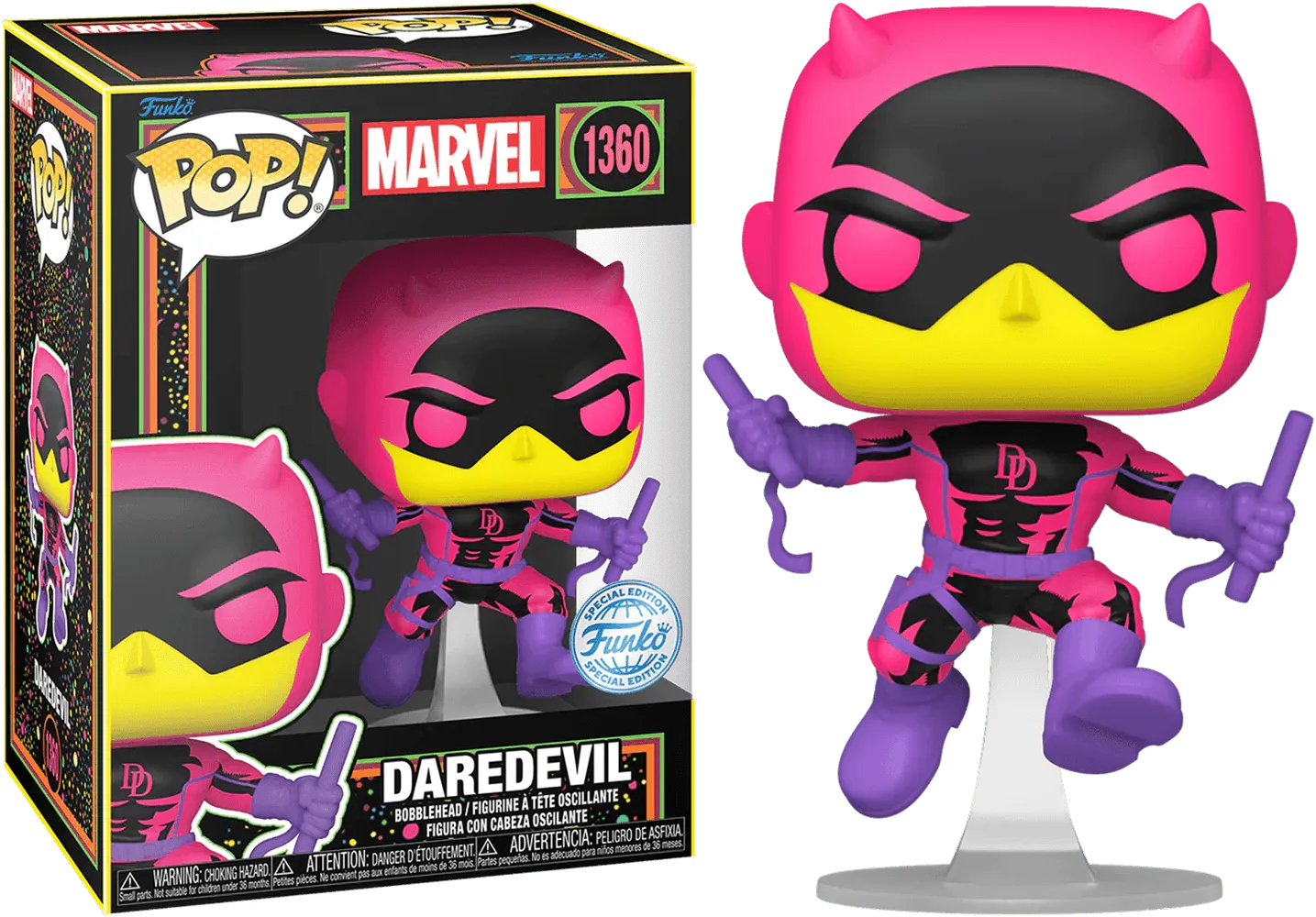 FUN77545 Marvel Comics - Daredevil (Classic) US Exclusive Blacklight Pop! Vinyl [RS] - Funko - Titan Pop Culture