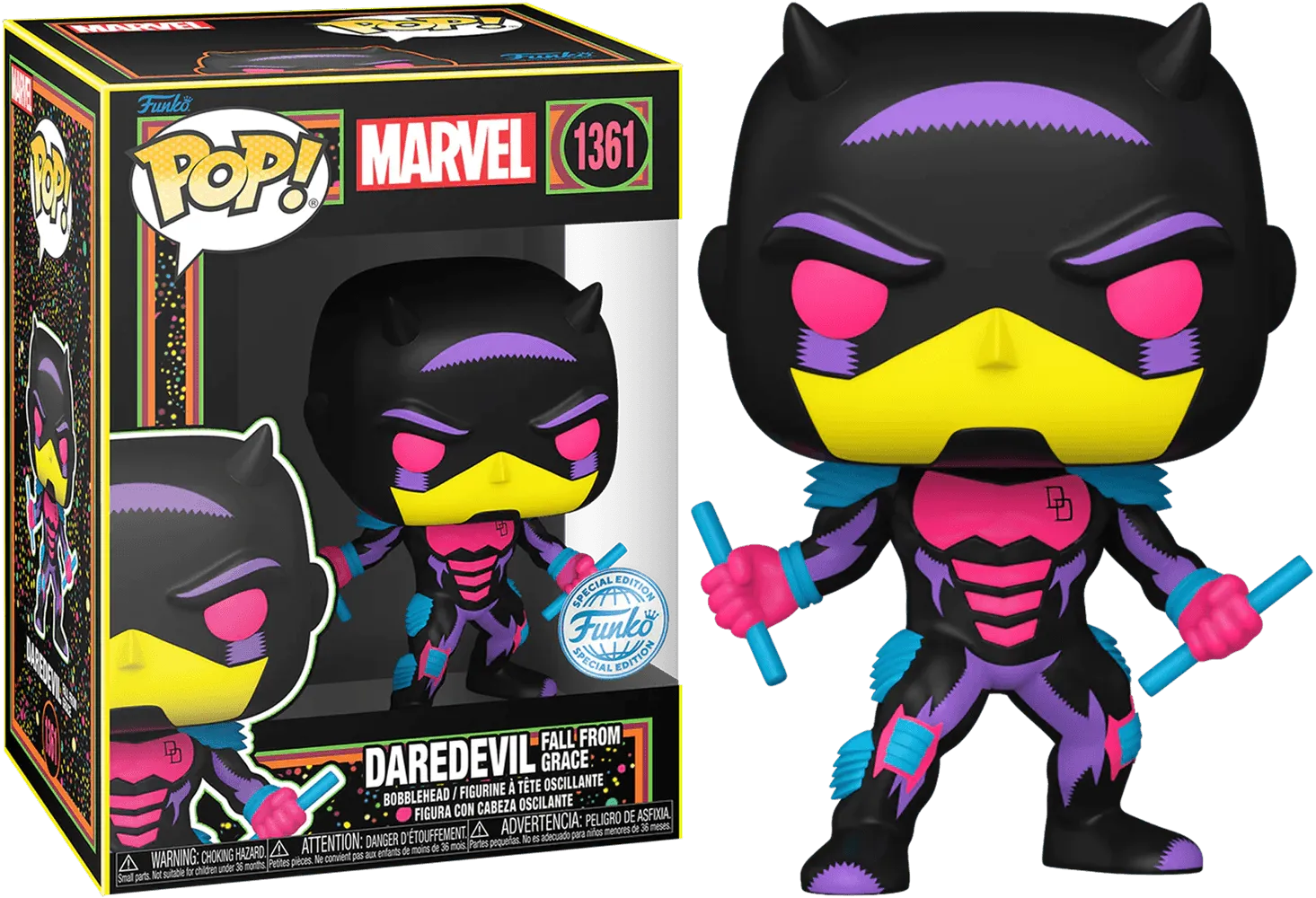 FUN77546 Marvel Comics - Daredevil (Fall from Grace) US Exclusive Blacklight Pop! Vinyl [RS] - Funko - Titan Pop Culture
