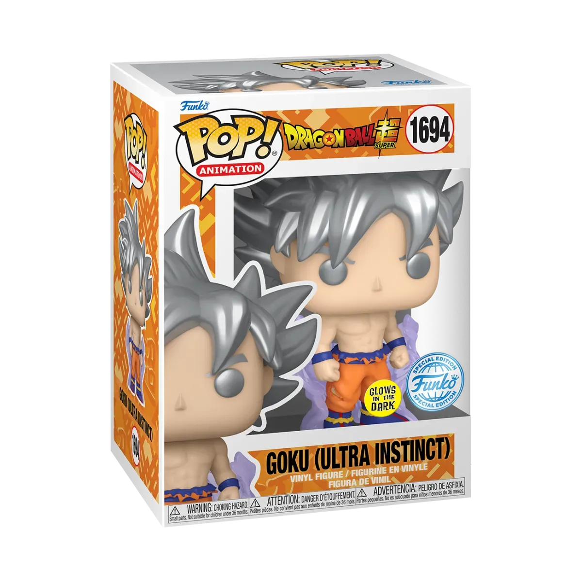 FUN82107 Dragon Ball Super - Goku (Ultra Instinct) US Exclusive Glow Pop! Vinyl [RS] - Funko - Titan Pop Culture