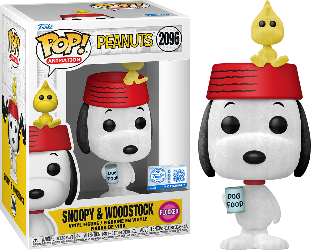 Peanuts - Snoopy con Woodstock Flocked Pop! Vinilo [RS]