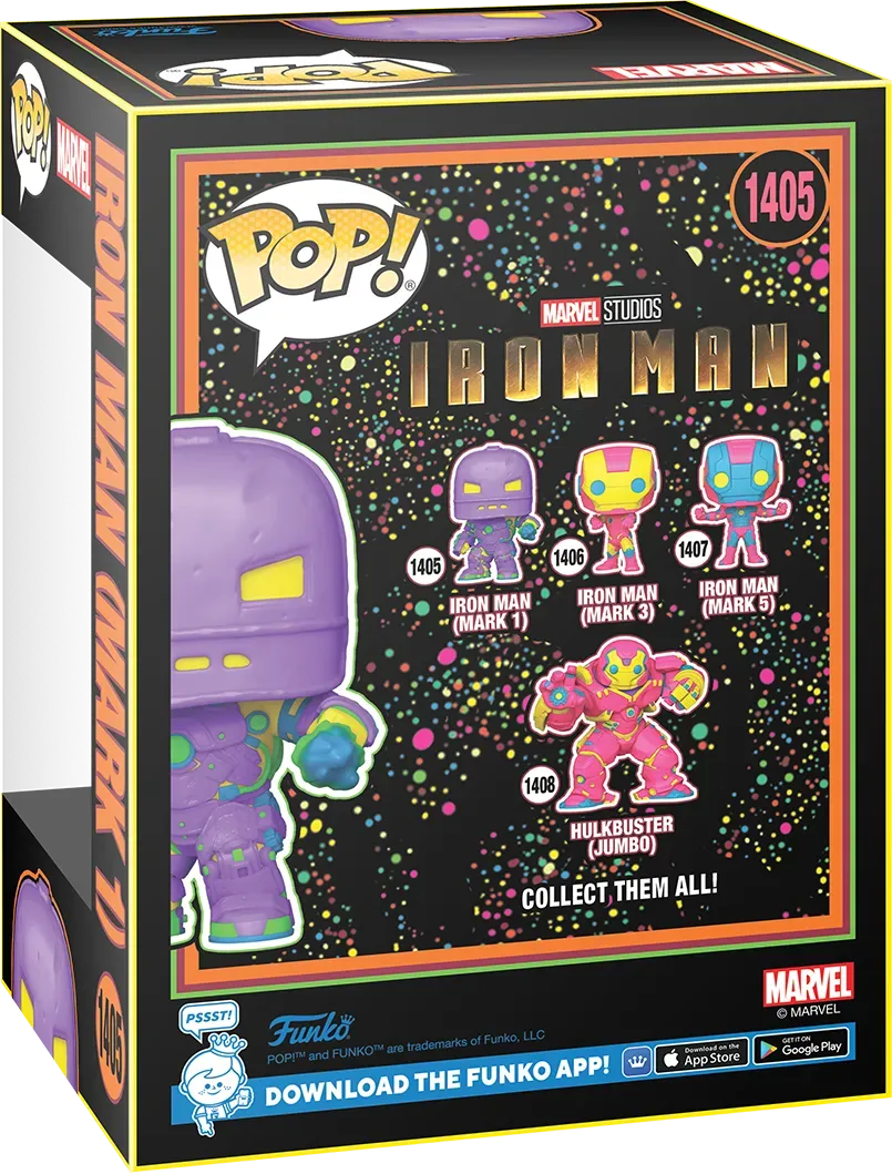 FUN82379 Marvel Comics - Iron Man MkI (Infinity Saga) US Exclusive Black Light Pop! Vinyl [RS] - Funko - Titan Pop Culture