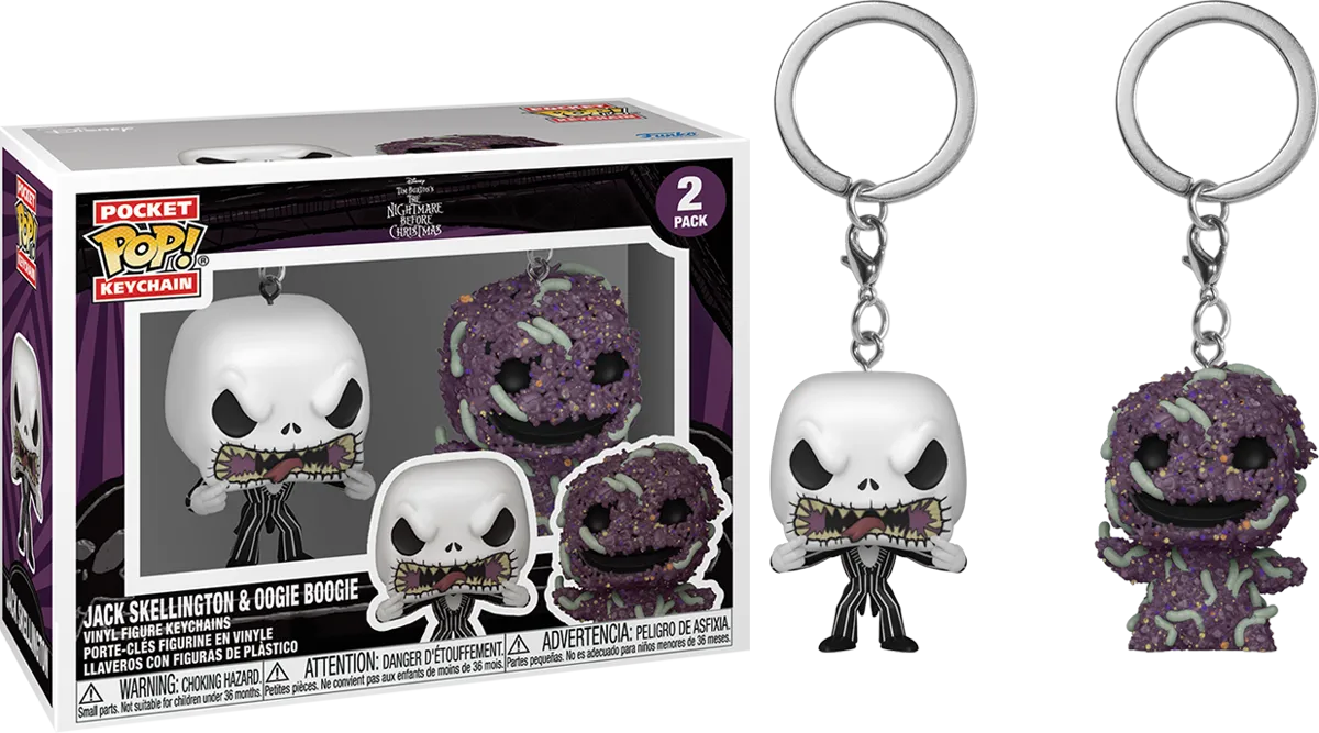 FUN82402 The Nightmare Before Christmas - Jack & Oogie Boogie Pop! Vinyl Keychain [2 Pack] - Funko - Titan Pop Culture