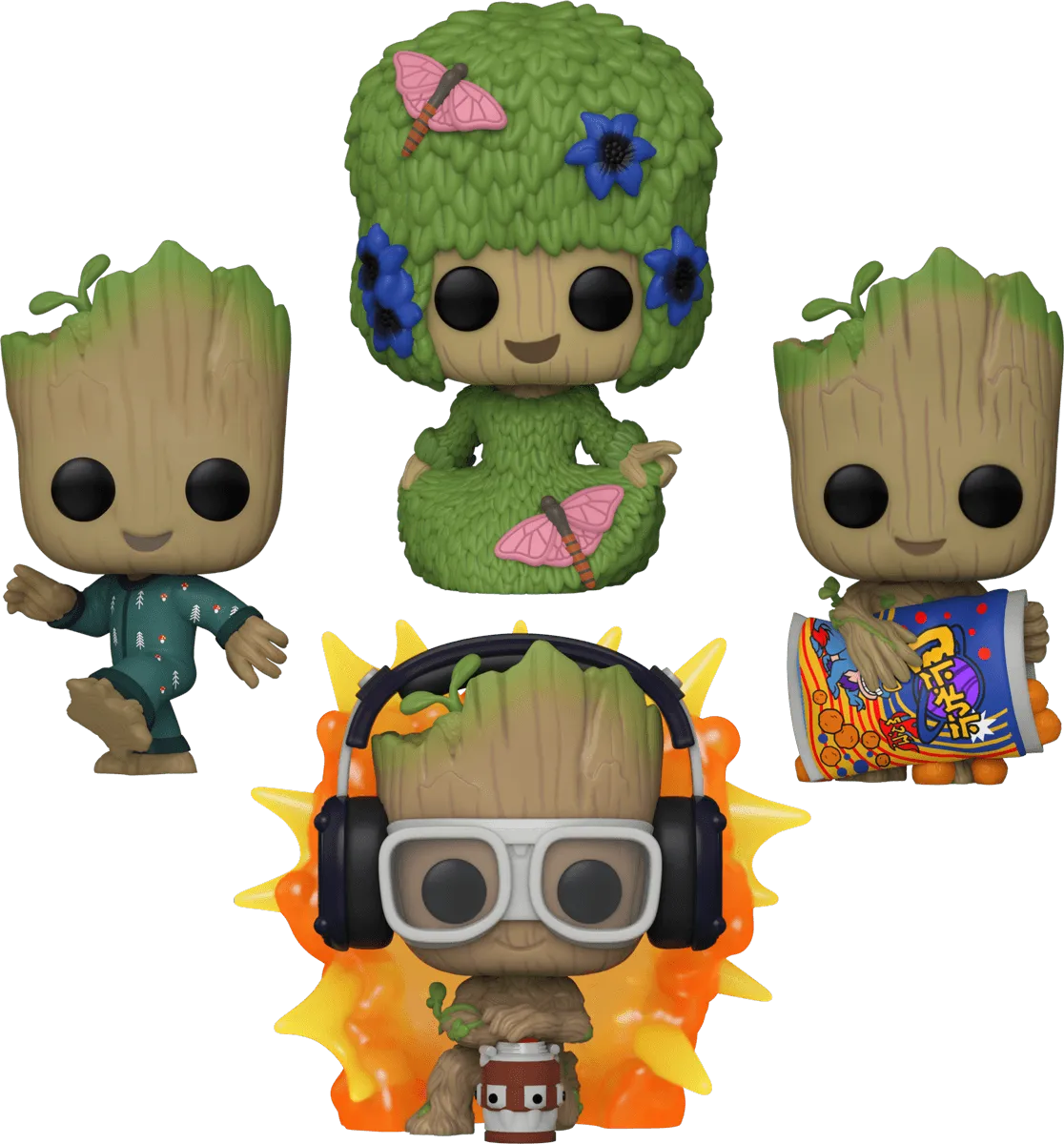 FUN82508 I Am Groot - I Am Groot US Exclusive Glow Pop! Vinyl 4-Pack [RS] - Funko - Titan Pop Culture