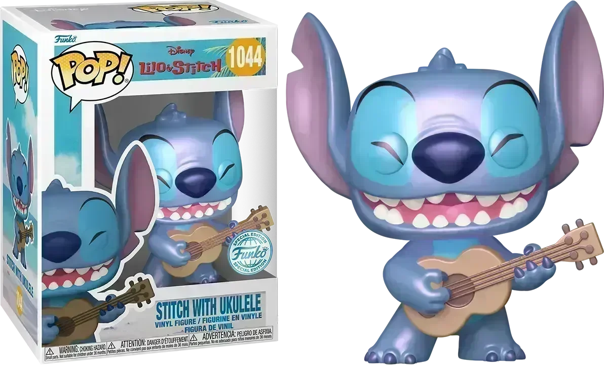 FUN82880 Lilo & Stitch - Stitch with Ukulele US Exclusive Pearlescent Pop! Vinyl [RS] - Funko - Titan Pop Culture