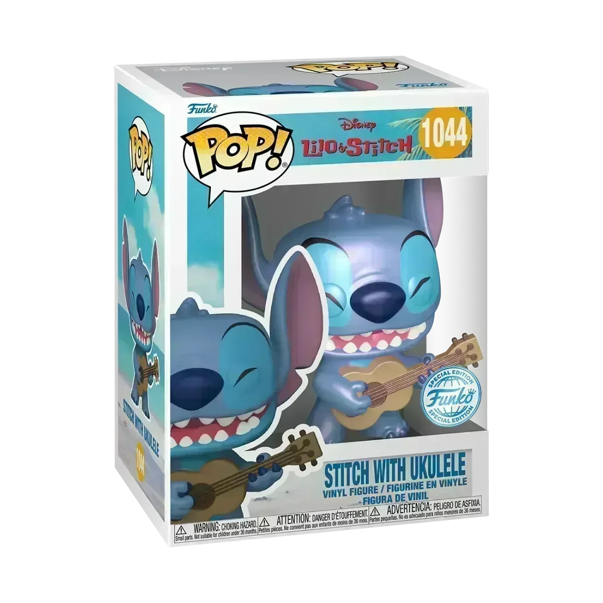 FUN82880 Lilo & Stitch - Stitch with Ukulele US Exclusive Pearlescent Pop! Vinyl [RS] - Funko - Titan Pop Culture