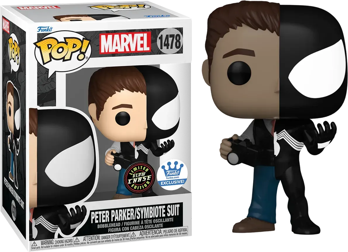 FUN84954BUNDLE Marvel: Split - Peter Parker/Symbiote US Exclusive Chase Bundle / Case [RS] - Funko - Titan Pop Culture