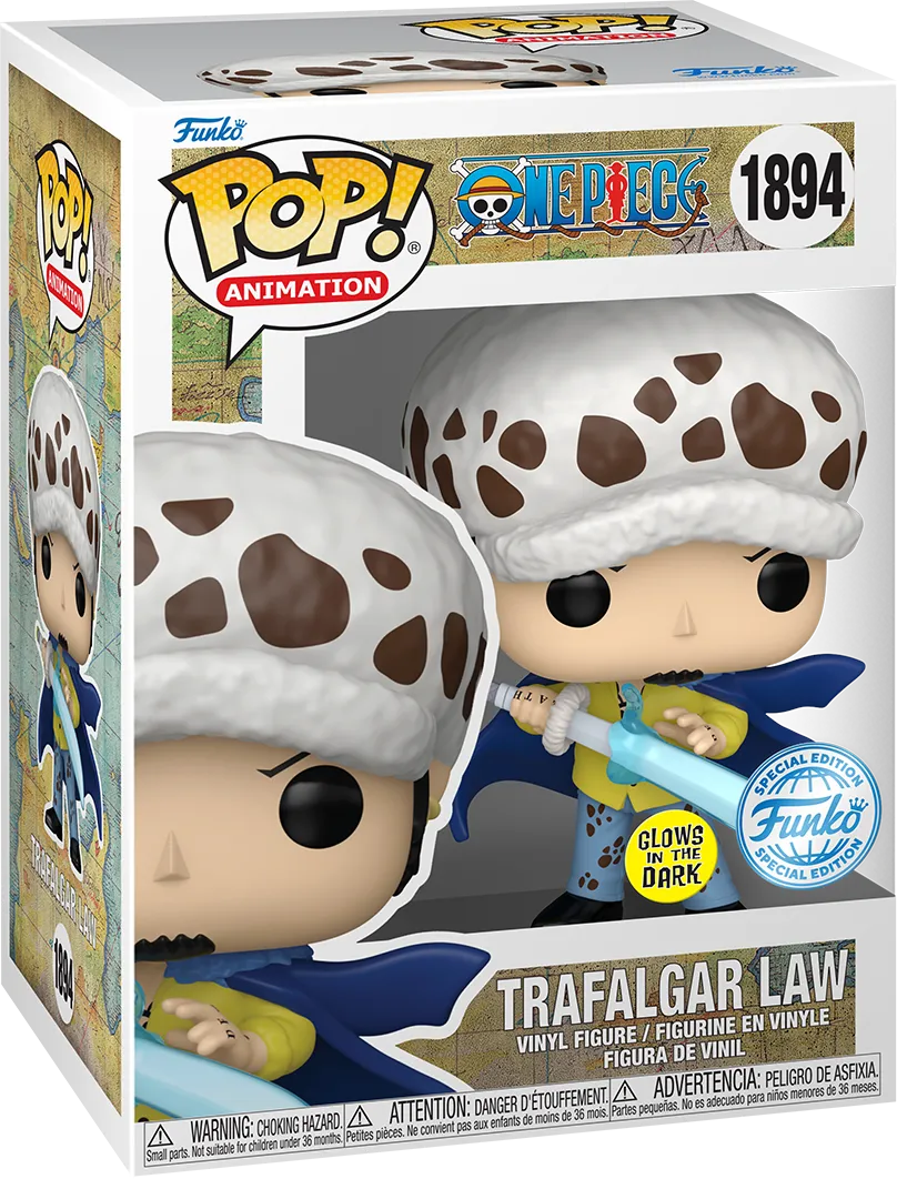 FUN84975 One Piece - Trafalgar Law (with Blue Anesthesia) US Exclusive Glow Pop! Vinyl [RS] - Funko - Titan Pop Culture
