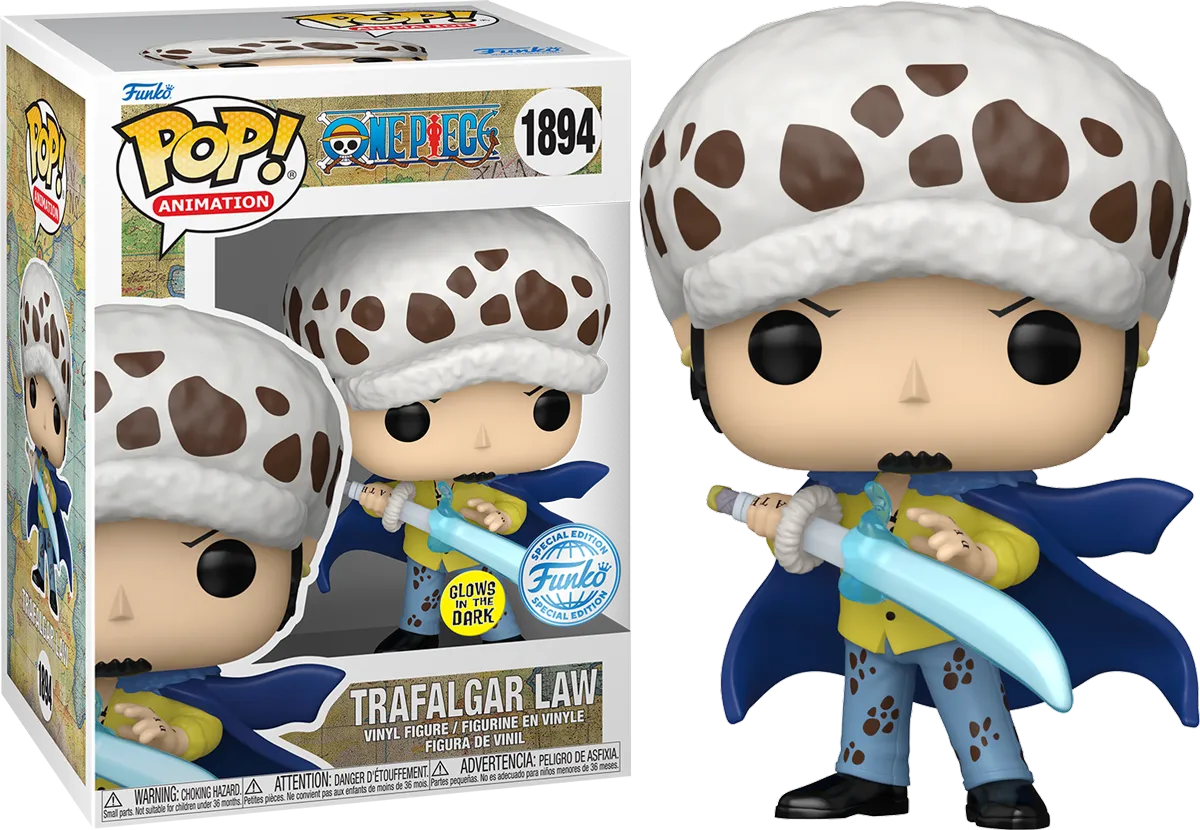 FUN84975 One Piece - Trafalgar Law (with Blue Anesthesia) US Exclusive Glow Pop! Vinyl [RS] - Funko - Titan Pop Culture
