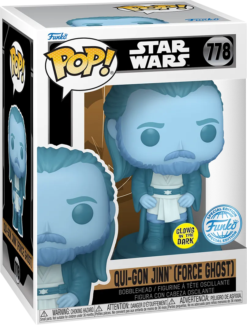 FUN85075 Star Wars - Qui-Gon Jinn (Force Ghost) US Exclusive Glow Pop! Vinyl [RS] - Funko - Titan Pop Culture