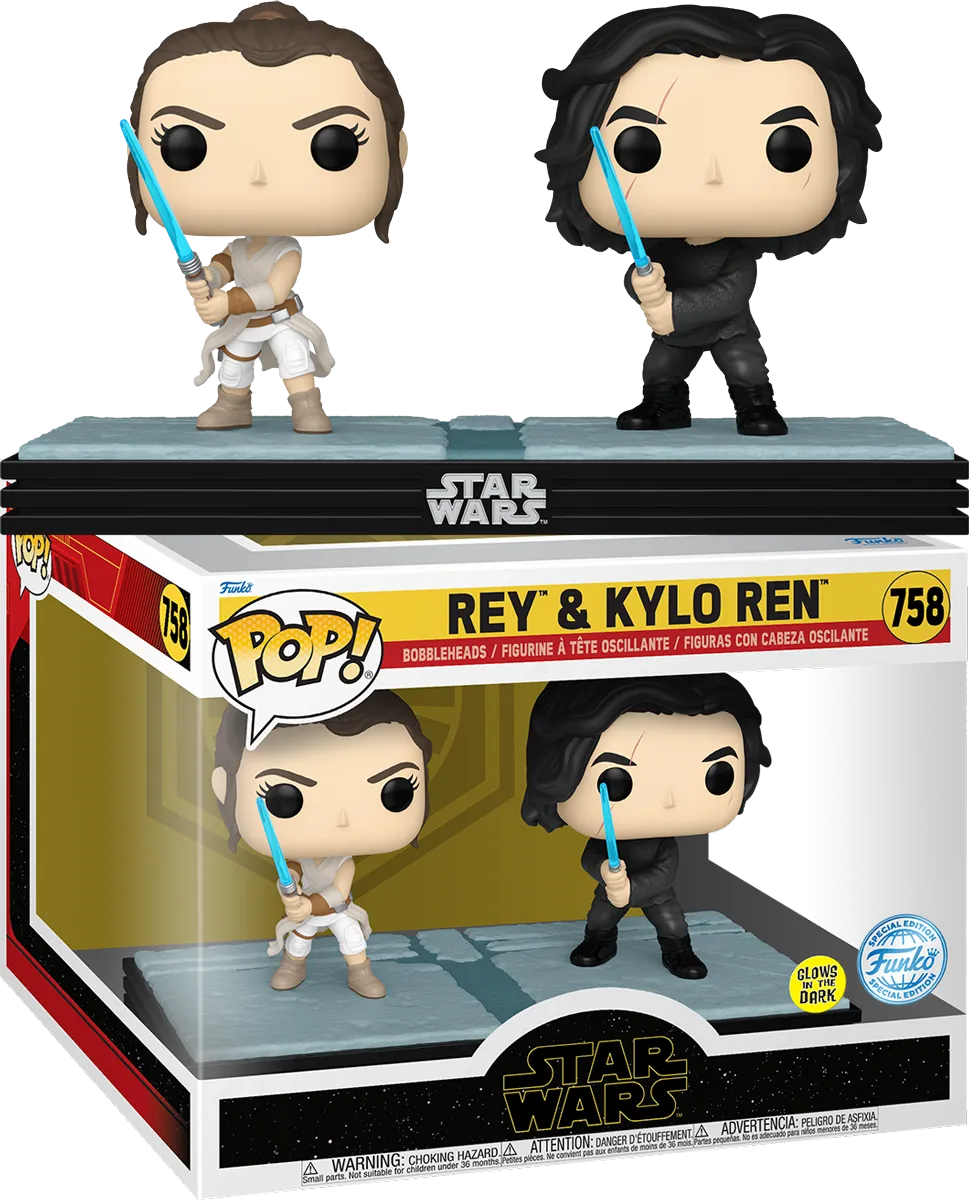 FUN85182 Star Wars - Rey & Kylo Ren US Exclusive Glow Pop! Moment [RS] - Funko - Titan Pop Culture