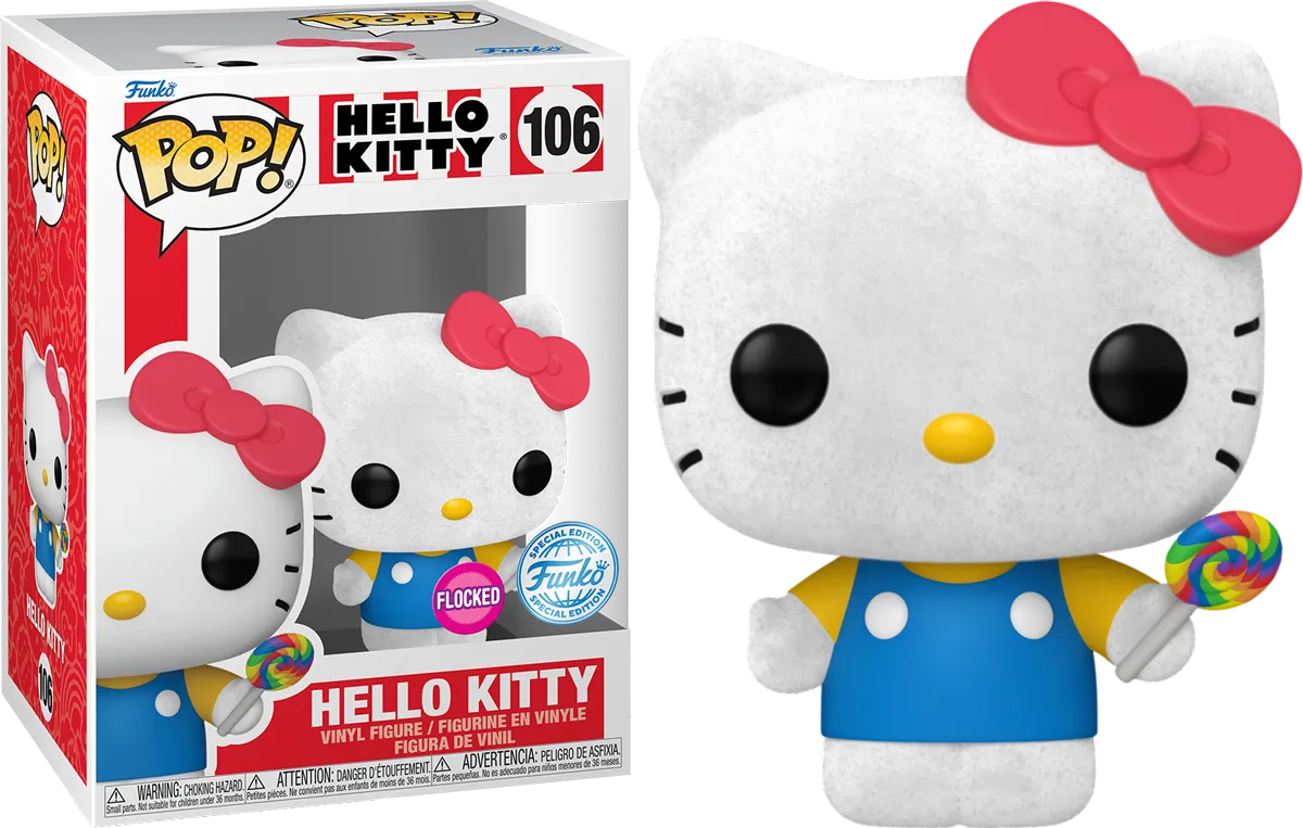FUN87170 Hello Kitty - Hello Kitty (with Lollipop) US Exclusive Flocked Pop! Vinyl [RS] - Funko - Titan Pop Culture