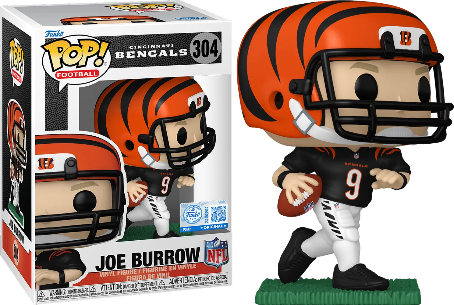 FUN87177 NFL: Bengals - Joe Burrow (Black Jersey) US Exclusive Pop! Vinyl [RS] - Funko - Titan Pop Culture