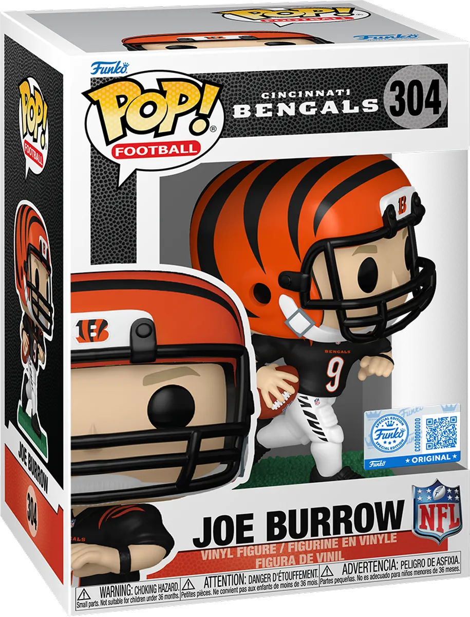 FUN87177 NFL: Bengals - Joe Burrow (Black Jersey) US Exclusive Pop! Vinyl [RS] - Funko - Titan Pop Culture