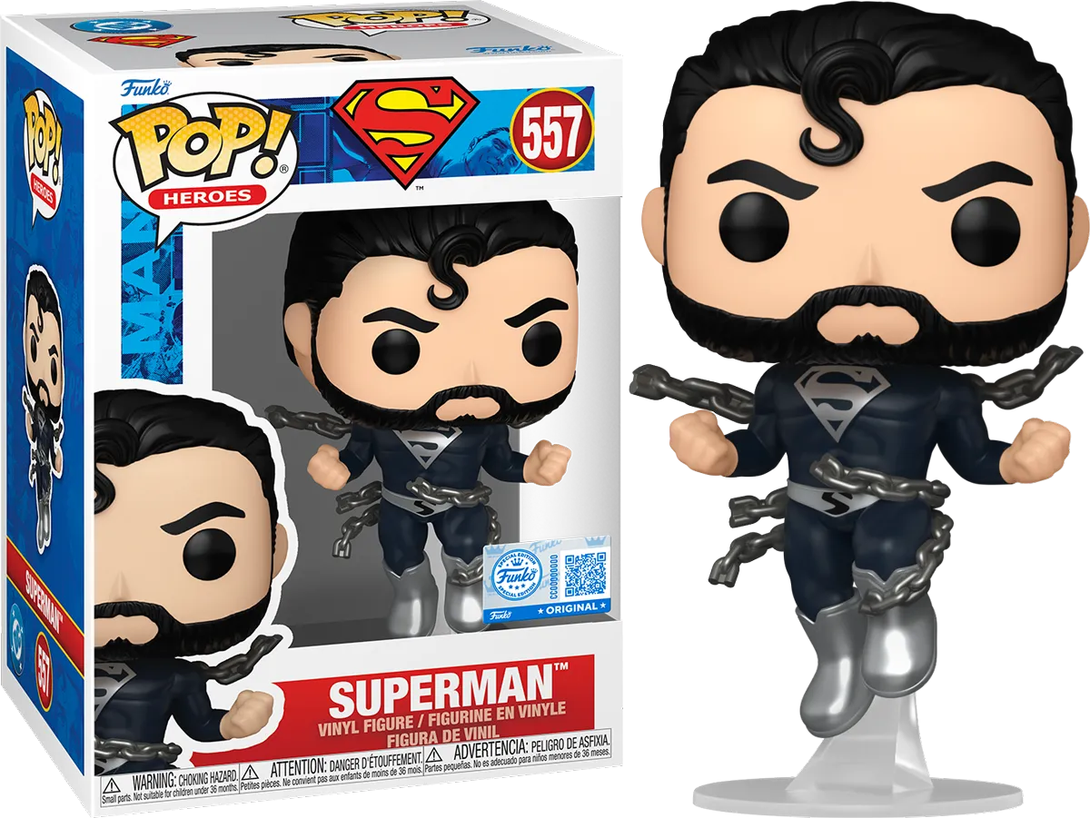 FUN87188 DC Comics - Superman (Black Suit) US Exclusive Pop! Vinyl [RS] - Funko - Titan Pop Culture