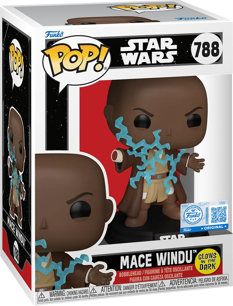FUN87252 Star Wars: Revenge of the Sith - Mace Windu Electricity US Exclusive Glow Pop! Vinyl [RS] - Funko - Titan Pop Culture