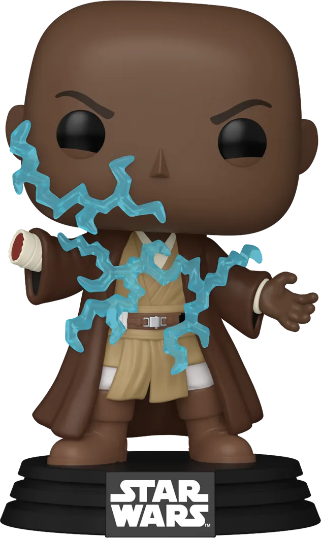 FUN87252 Star Wars: Revenge of the Sith - Mace Windu Electricity US Exclusive Glow Pop! Vinyl [RS] - Funko - Titan Pop Culture