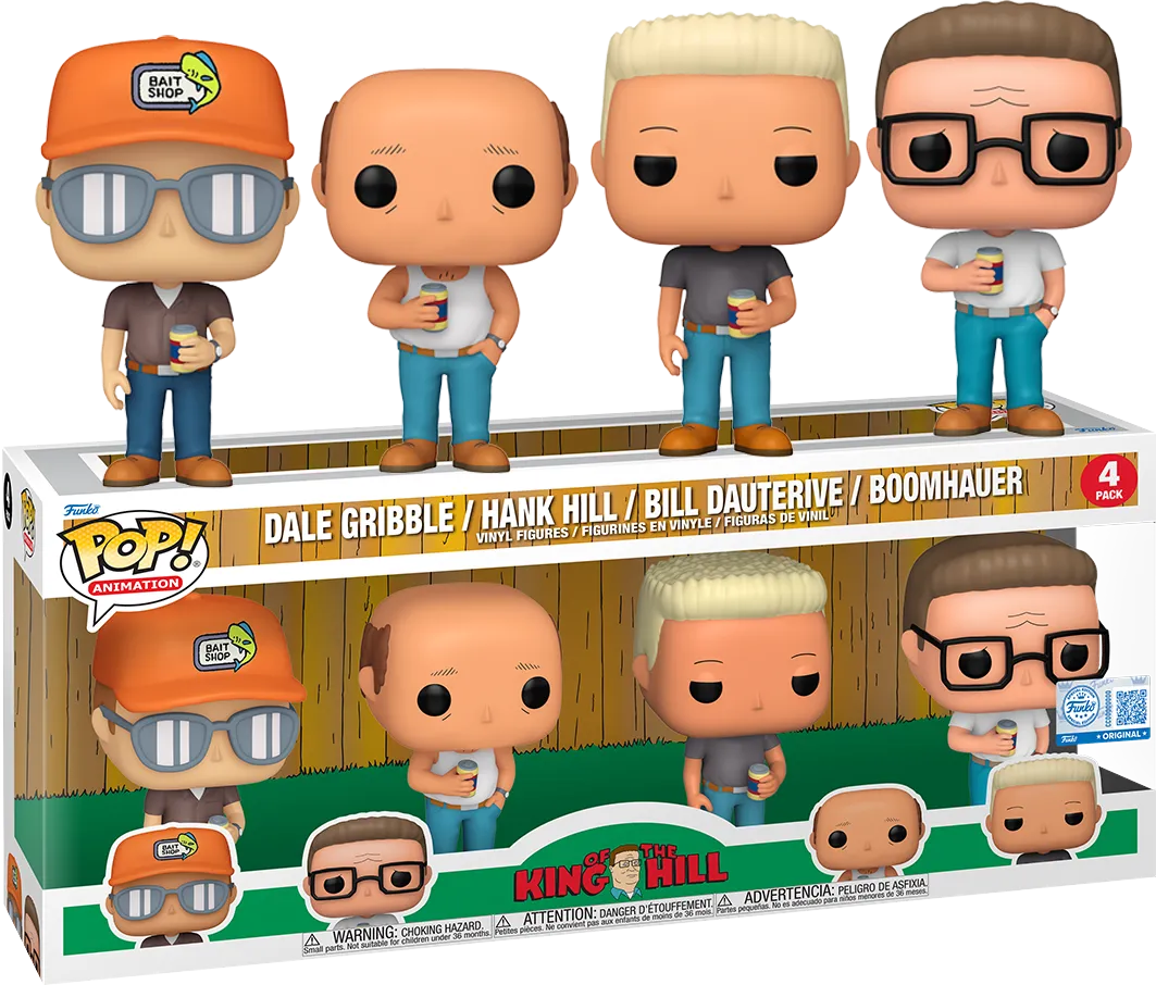 FUN87253 King of the Hill - Dale, Hank, Bill & Boomhauer US Exclusive Pop! 4-Pack [RS] - Funko - Titan Pop Culture