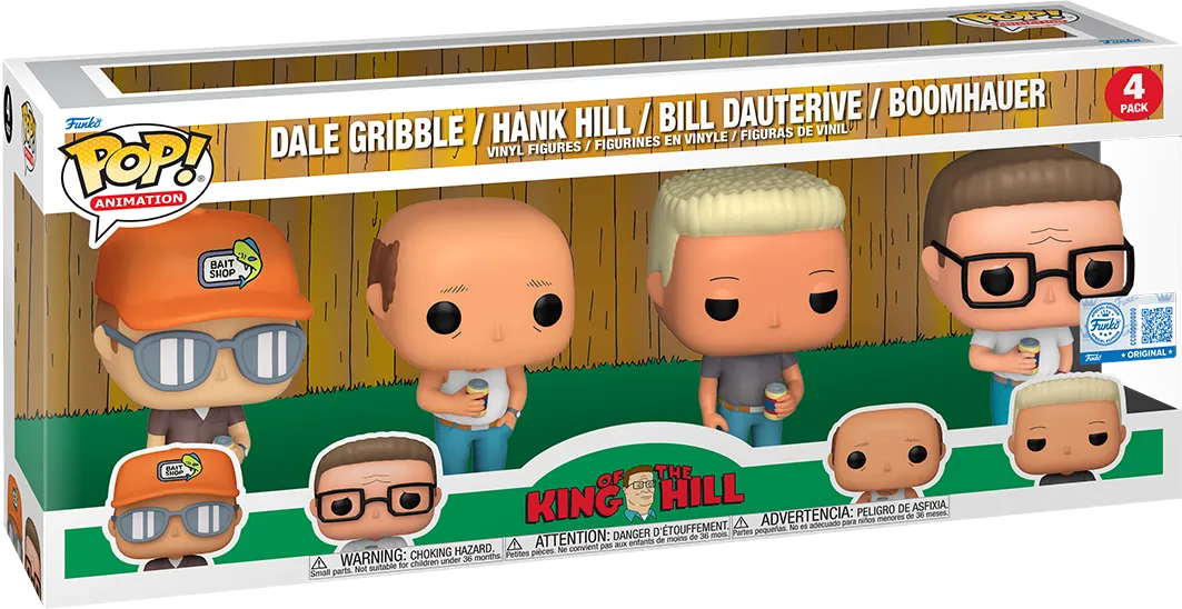 FUN87253 King of the Hill - Dale, Hank, Bill & Boomhauer US Exclusive Pop! 4-Pack [RS] - Funko - Titan Pop Culture