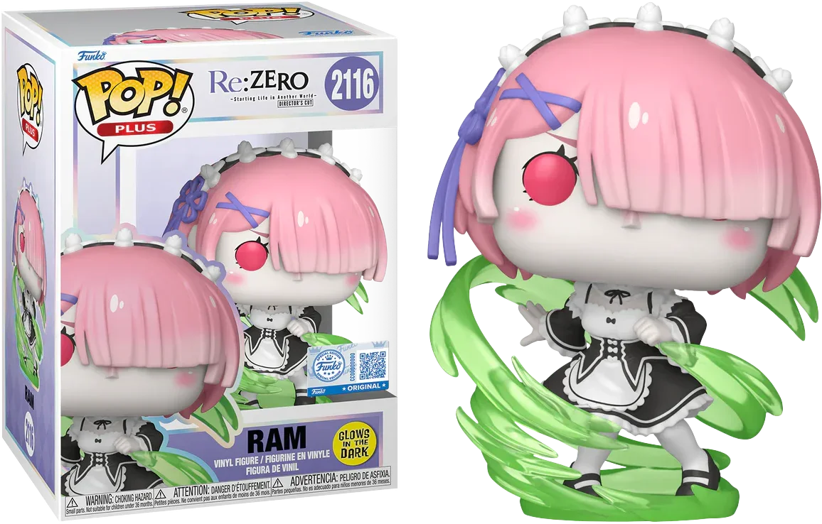 Re:Zero - Comenzando una vida en otro mundo - Ram (Magia del viento) Vinilo Pop! Brilla en la oscuridad Plus [RS]